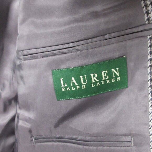 Lauren Ralph Lauren Wool Houndstooth Blazer Men's 100% Wool Office 42 Black 790 - Picture 3 of 10